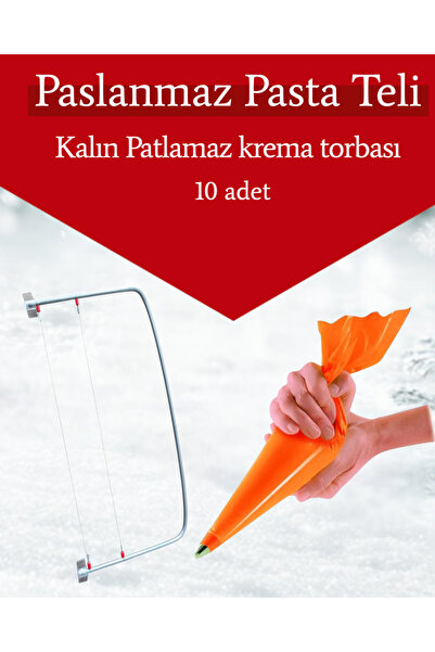 hediyehobihersey Paslanmaz Pasta Kesme Teli Kalın Krema Torbası 10 adet