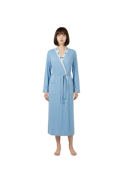 Donnita Blue Dressing Gown Cotton 100% Cotton L- Xl-Xxl