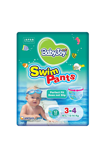 Baby Joy سراويل سباحة بيبي جوي مقاس 3-4 متوسط-كبير 12 سروالاً