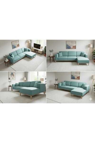 Eşyala. Liones Köşe Koltuk Sırt Mekanizmalı, Leke Tutmaz Kumaş, (260x180x95 cm)