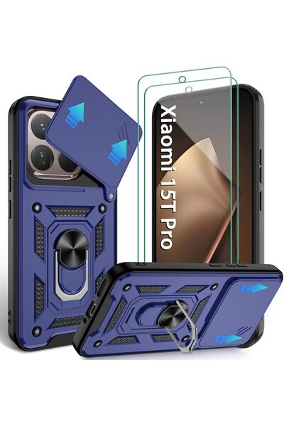 Kipgsm Xiaomi Mi 15T Pro Uyumlu Ekran Koruyucu+Kılıf Sürgülü Yüzüklü Standlı ...