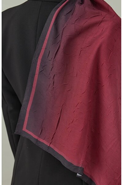 MİNELEŞARP34 Mineleşarp Bamboo Kraş Dokuda Drage Burgundy Color Cotton Shawl