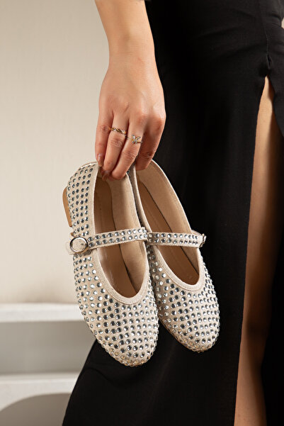 ALEARDO ALEARDİ حذاء باليرينا يومي مرصع بالأحجار للنساء