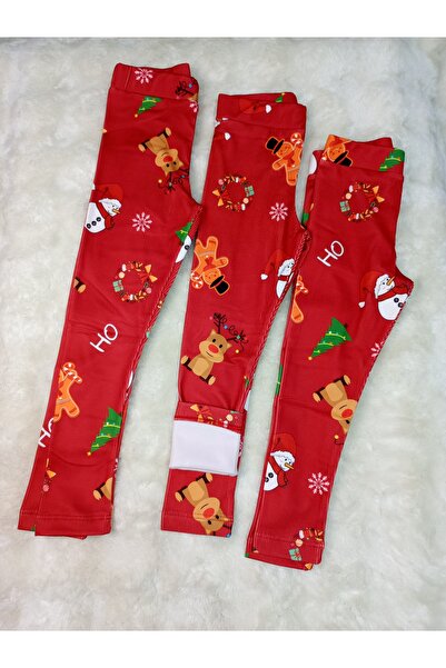 Butik Kız çocuk tayt yeni yıl temalı fitilli içi pamuklu