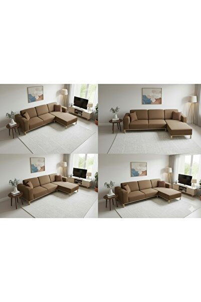 Eşyala. Liones Köşe Koltuk Sırt Mekanizmalı, Leke Tutmaz Kumaş, (260x180x95 cm)