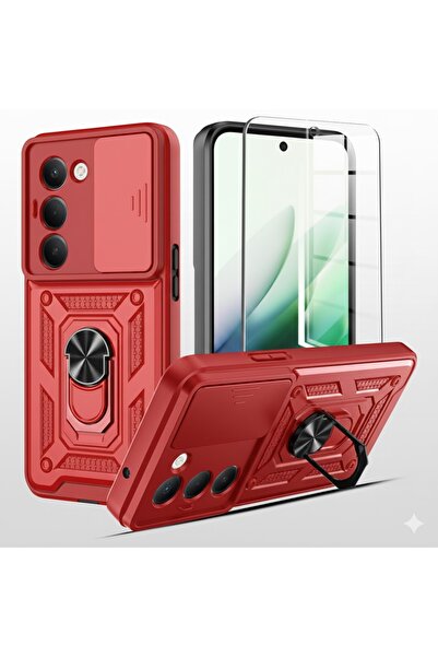 Kipgsm Xiaomi Redmi 15 Uyumlu Ekran Koruyucu+Kılıf Sürgülü Yüzüklü Standlı Da...
