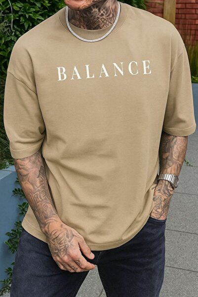 BENROMA تيشيرت للجنسين مطبوع عليه BALANCE