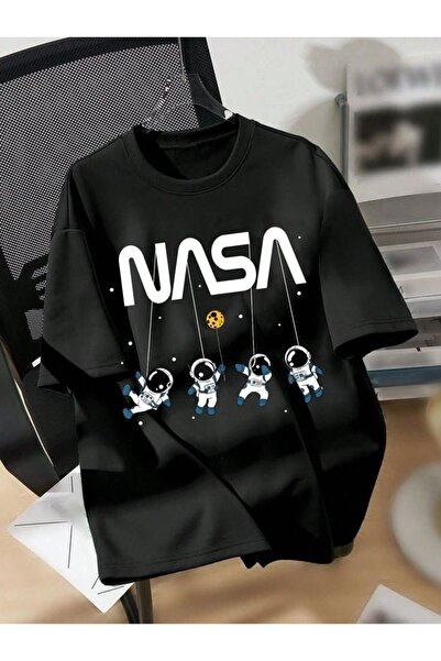 BENROMA تيشيرت للجنسين مطبوع عليه ناسا