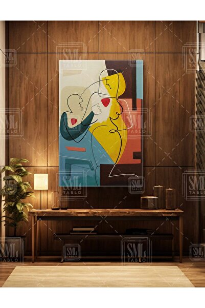 SML TABLO Picasso Çizgisel Kadın Mid Century Modern Dekor Dikey Kanvas Tablo