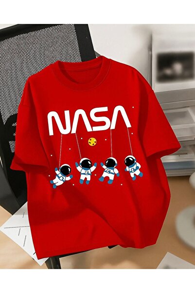 BENROMA تيشيرت للجنسين مطبوع عليه ناسا