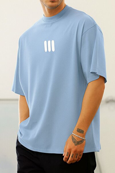 E-ROMA تيشيرت للجنسين مطبوع عليه 3 خطوط Q6