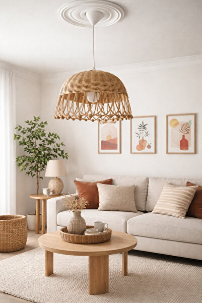 HAPPYHANDSSAPANCA Rattan avize aydınlatma sarkıt