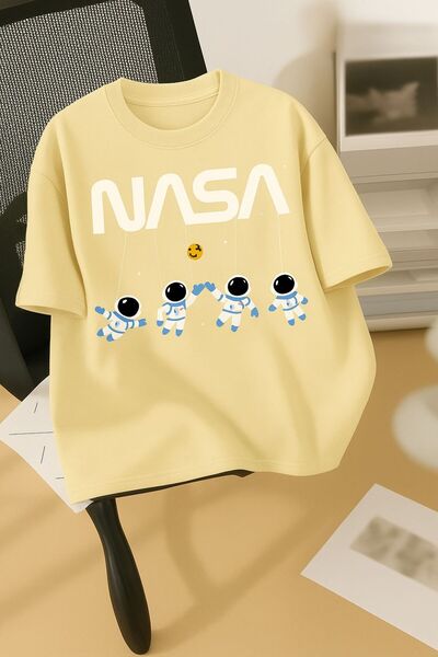 BENROMA تيشيرت للجنسين مطبوع عليه ناسا