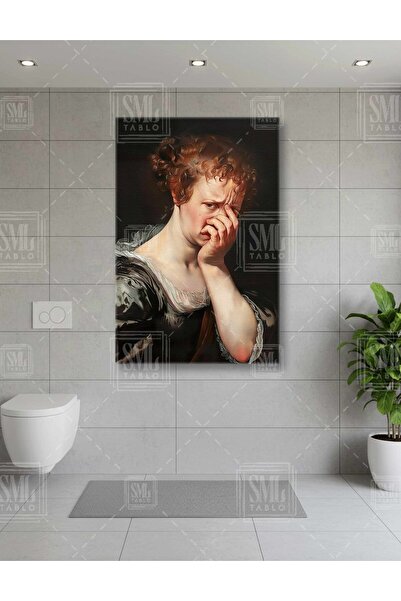 SML TABLO Burnunu Kapatan Kadın Rönesans Tuvalet Koku Komik Dekor Dikey Kanva...