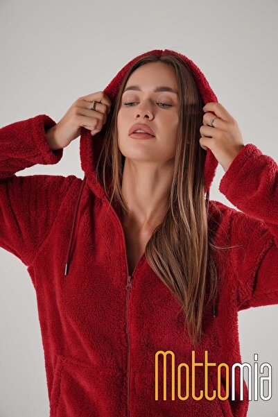 mottomia Women's Hooded Fleece Jacket Soft Textured Zippered Daily Casual Sweatshirt