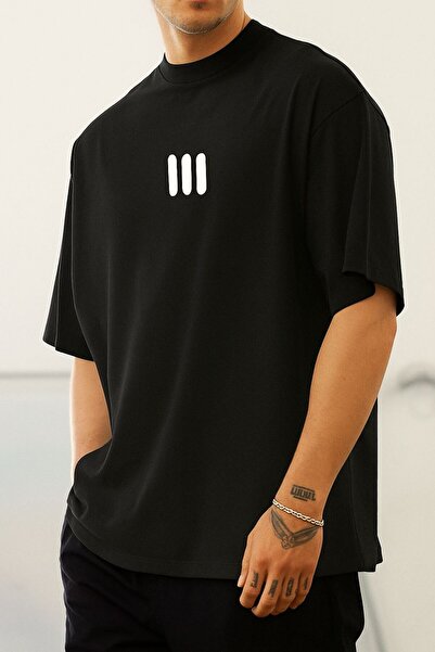 E-ROMA تيشيرت للجنسين مطبوع عليه 3 خطوط Q6