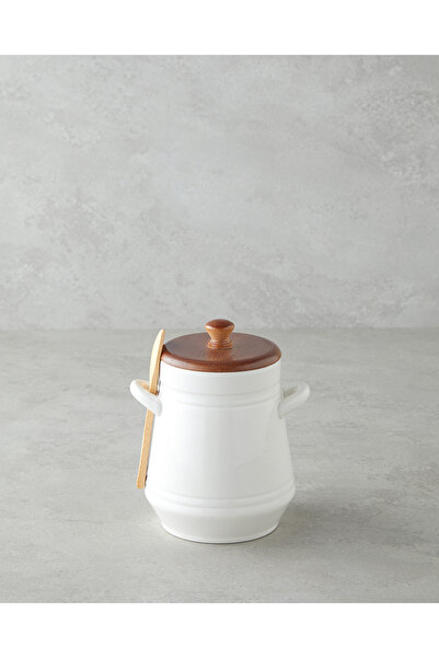 English Home Vina Dolomite Kaşıklı Kavanoz 17 cm Beyaz