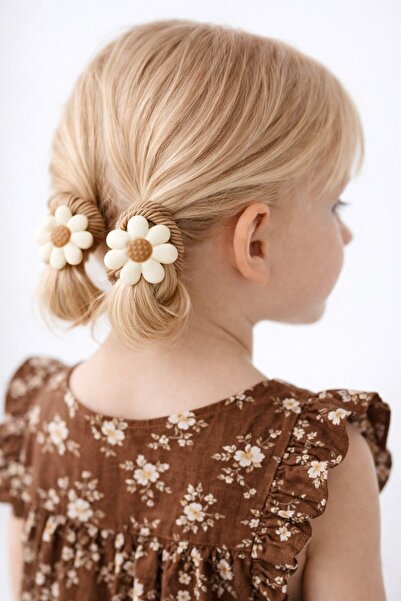 SeaBubbles Floral Girl's Elastic Buckle Set of 2 Standard Cream