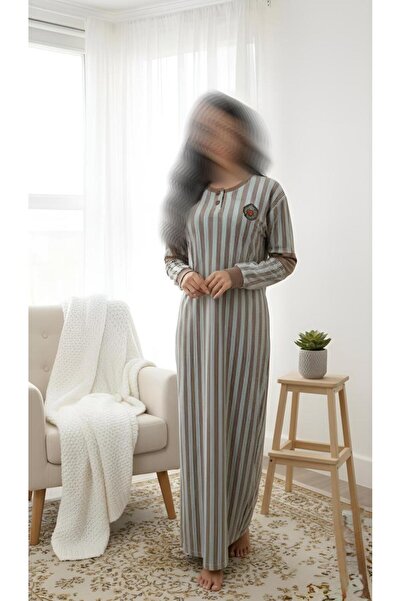 ISHRAQAT AL-AMAL Elegant winter shirt, velvet, striped nightgown with soft details and a beautiful touch