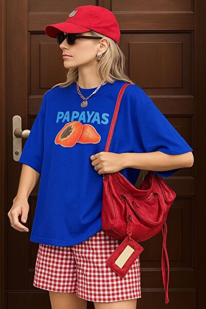 E-ROMA تيشيرت للجنسين مطبوع عليه بابايا