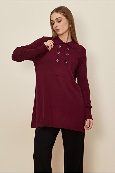 Alvina Shirt Collar Knitwear Tunic 45809