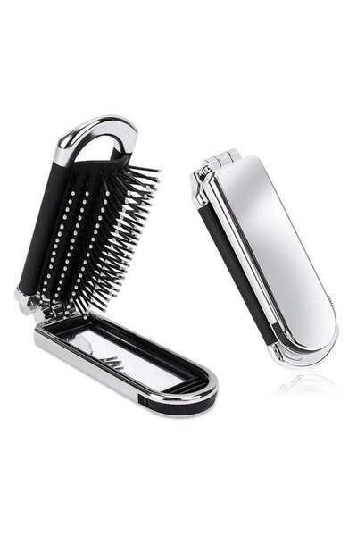 Generic Foldable Hair Comb with Mirror, Travel Collapsable Pocket Size Brush Mini Hair Brush, Air Cushion Ma