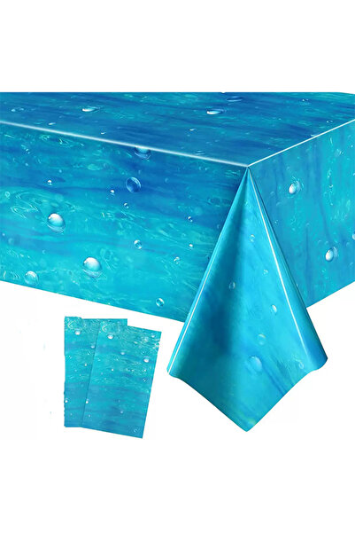 Generic 2-Pack Blue Plastic Tablecloths Shiny Disposable Laser Rectangular Su...