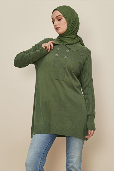 Alvina Shirt Collar Knitwear Tunic 45809