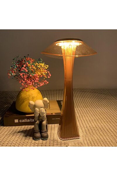 Saharaz مصباح مكتب LED، قابل لإعادة الشحن عبر USB، تصميم مصباح دائري، طراز صناعي بسيط، إضاءة قابلة للتعديل