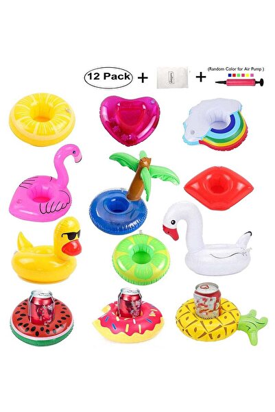 Beauenty Inflatable Flamingo Donut-Shaped Heart Cup Holder