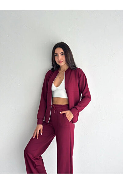 Vionne Women's Modal Fabric Soft Textured Zippered Tracksuit Set