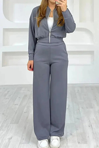 Vionne Women's Modal Fabric Soft Textured Zippered Tracksuit Set