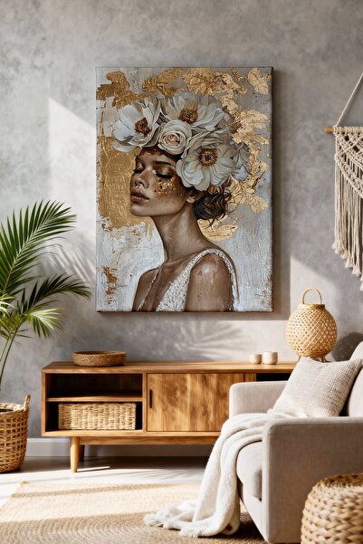 ART NEST DEKOR GÜL TAÇLI KADIN CANVAS TABLO