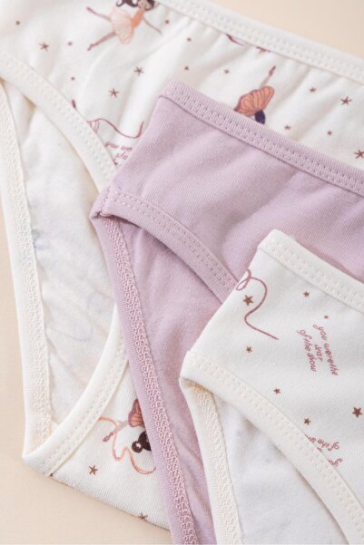 BAYKAR Kız Çocuk Pamuklu Renkli Baskılı Bikini Külot 3'lü Paket 5790 Renkli