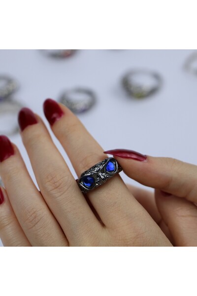 TakıLabirenti Ayarlanabilir Baykuş Yüzük – Renkli Göz Detaylı, Unisex Vintage...