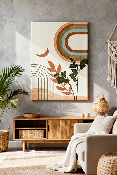ART NEST DEKOR BOHEM AY VE YAPRAKLAR CANVAS TABLO