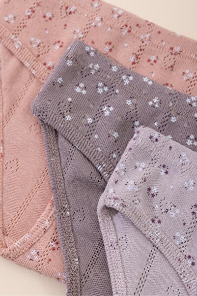 BAYKAR Chiloți bikini colorați din bumbac pentru fete cu imprimeu Pachet 3'li...