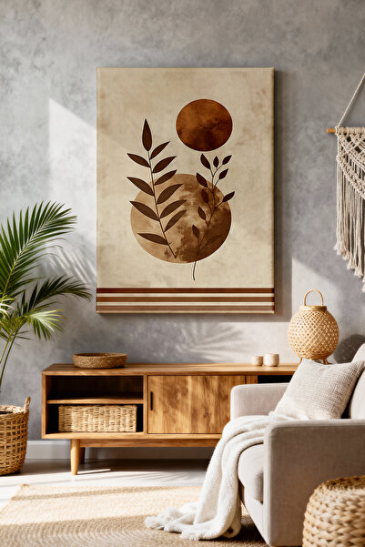 ART NEST DEKOR BOHEM KAHVERENGİ YAPRAKLAR CANVAS TABLO
