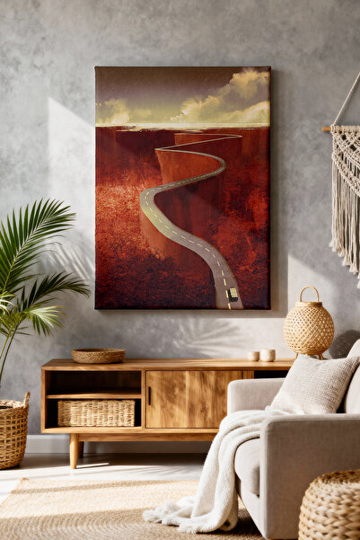 KIZIL ORMAN VE VİRAJLI YOL CANVAS TABLO