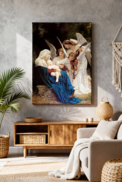 ART NEST DEKOR BEYAZ MELEKLER VE UYUYAN BEBEK CANVAS TABLO