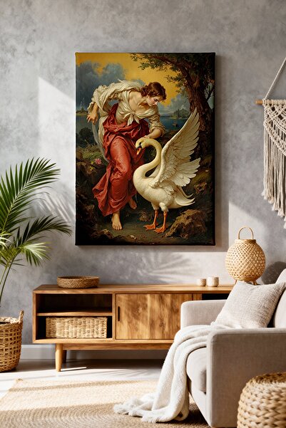 ART NEST DEKOR KUĞU VE KADIN CANVAS TABLO