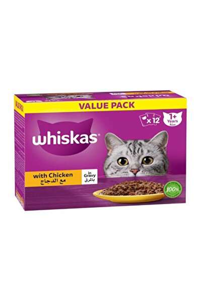 Whiskas With Chicken In Gravy Cat Food For 1+ Years Value Pack 12 x 80 g