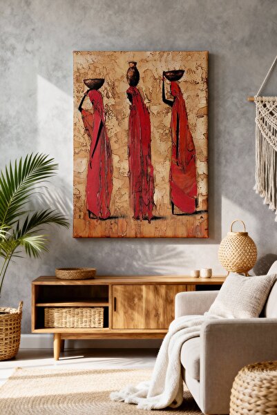 ART NEST DEKOR SOYUT AFRİKALI KIRMIZI KADINLAR CANVAS TABLO