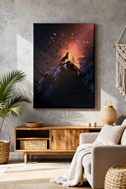 ART NEST DEKOR DAĞ VE ASİL KURT CANVAS TABLO