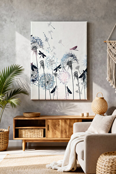 ART NEST DEKOR BOHEM RENKLİ KARAHİNDİBALAR VE YUSUFÇUKLAR CANVAS TABLO