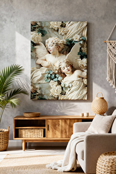 ART NEST DEKOR BEYAZ MELEKLER CANVAS TABLO