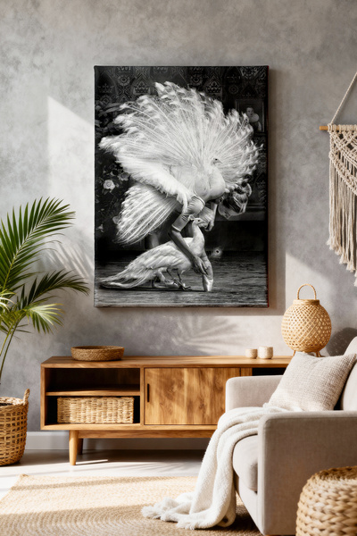 ART NEST DEKOR BEYAZ TAVUSKUŞU CANVAS TABLO