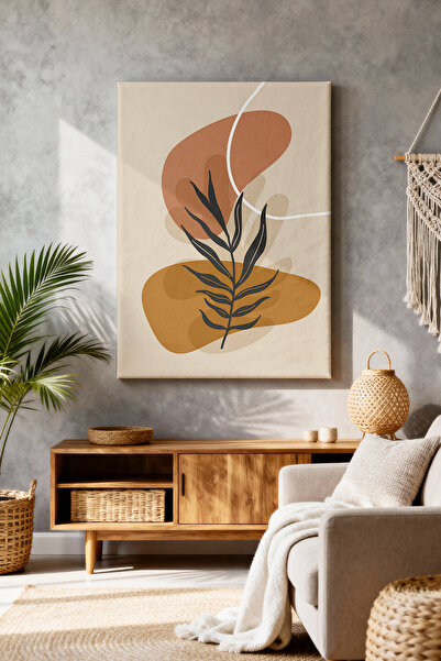 ART NEST DEKOR BOHEM KALIN SİYAH YAPRAK CANVAS TABLO