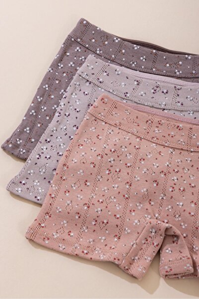 BAYKAR Момичешки памучни боксерки с цветен принт, 3 броя в пакет 5785 Цветни