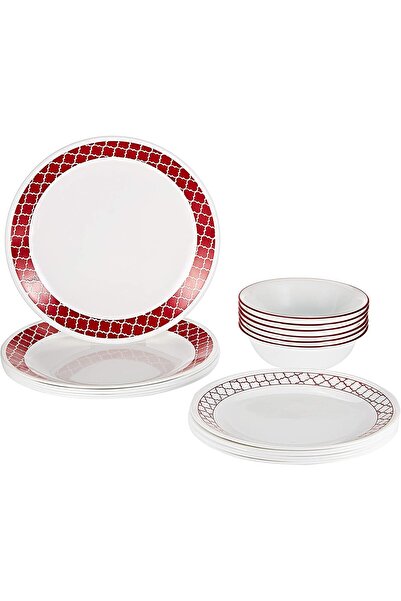Corelle Crimson Trellis Dinner Set 18pc